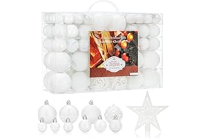 Aitsite 100 Pack Christmas Tree Ornaments Set Mini Shatterproof Holiday Ornaments Balls(White)