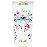 Drinco - 20 oz Stainless Steel Tumbler | Double Walled Vacuum Insulated Mug With Lid, 2 Straws, For Hot & Cold Drinks (20oz Dragonfly)
