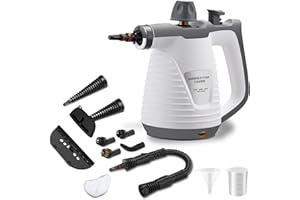 Spurgehom Handheld Steam Cleaner, Portable Steamer with 350ml Large Capacity,11-Piece Accessory Set for Floor, Car, Carpet, Upholstery, Couch, Tile, Windows Cleaning