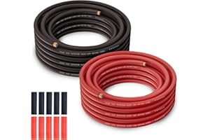 MYGATTI 10 Gauge Wire (25FT Each, Red/Black), Low Voltage for Automotive Wiring, Battery Cable, 10AWG, Car Audio, Car Amplifier Power or Ground Cable, Translucent Jacket, CCA, with 10 Heat Shrink Tubing