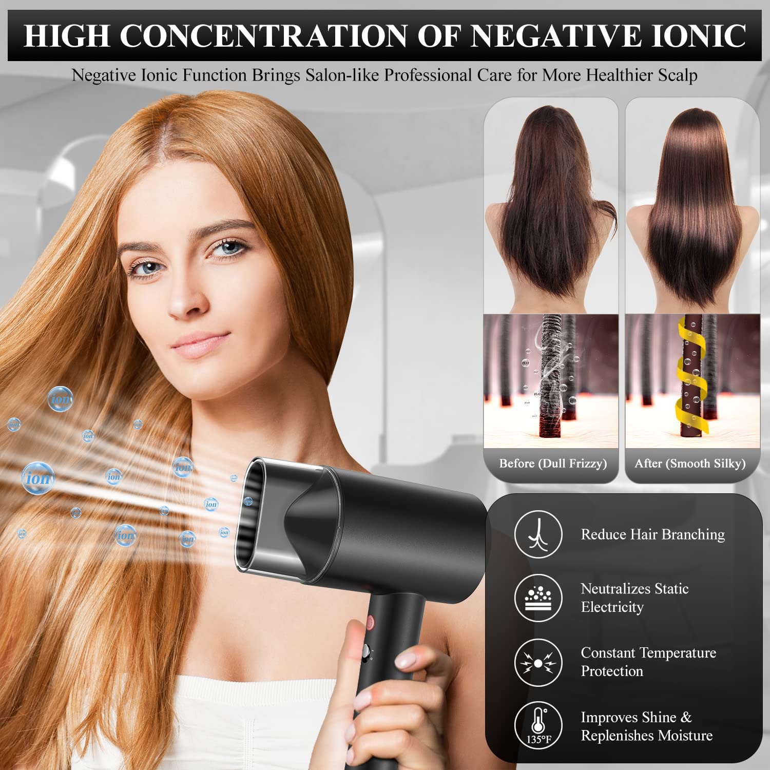 Ionic hair blow dryers with 3 heat settings phamily hair care