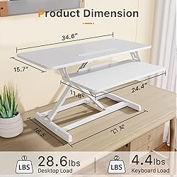JOY worker Standing Desk Converter, 35" Wide Height