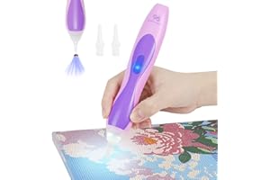 PP OPOUNT Electric Diamond Painting Pen with LED Light, Quiet Suction Diamond Art Pens, Cordless & Rechargeable, 3 Brightness Levels, Ergonomic Grip, Extra Tips - Charge it Before Use