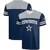 FOCO NFL Men's Officially Licensed Primary Logo Team Color Wordmark Game Day V-Neck Football Top