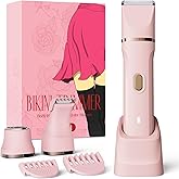 Bikini Trimmer for Women, Dovety 3 in 1 Painless Electric Razors for Women, Rechargeable Pubic Hair Trimmer Electric Shaver for Legs Body Facial Hair, IPX7 Waterproof, Ceramic Blade, USB Charge Dock