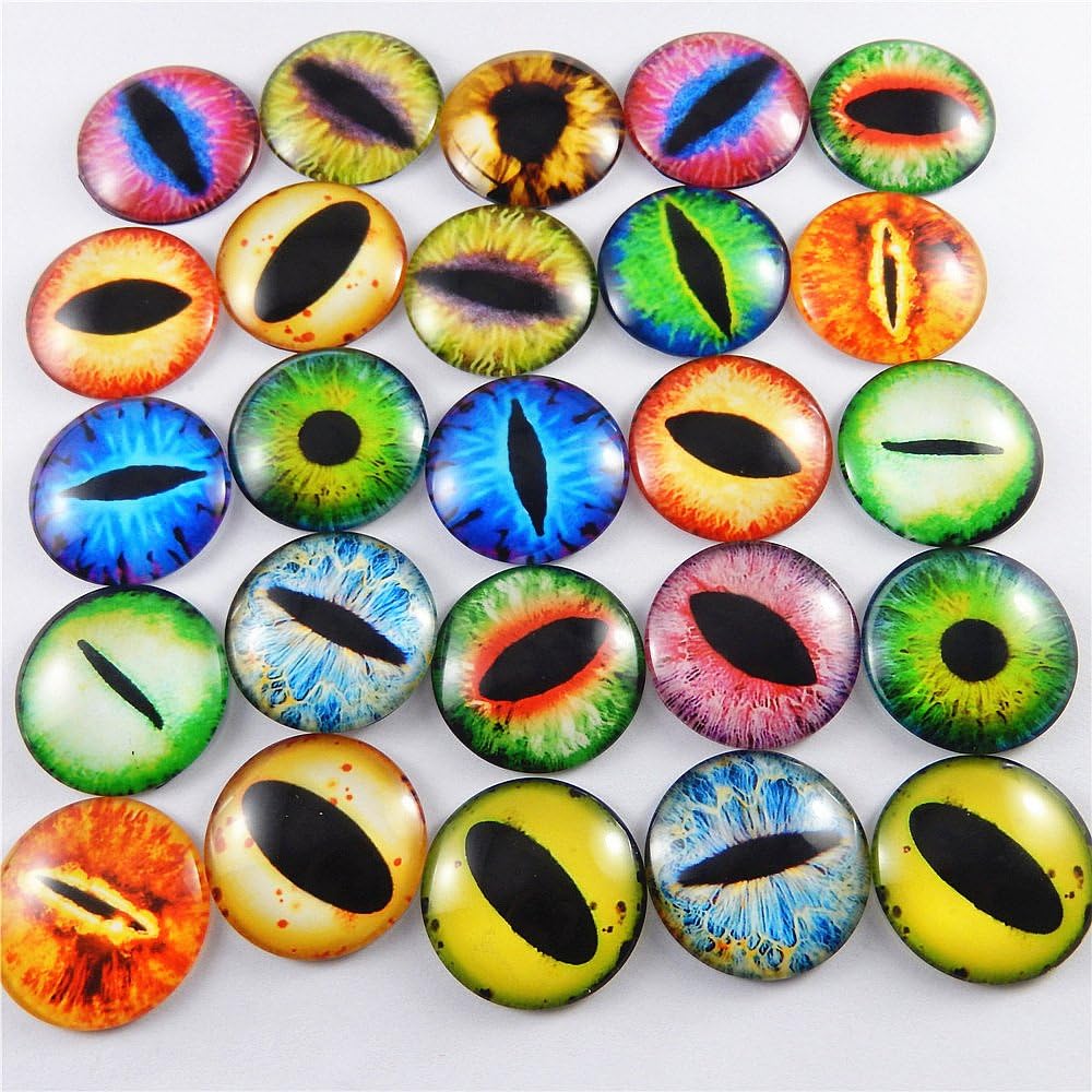 Julie Wang 20PCS Wholesale in Bulk Assorted Round Glass Dragon Eye Covered Cabochons For Craft Models Making Fantasy Jewelry DIY Supplies 30mm - Image 4