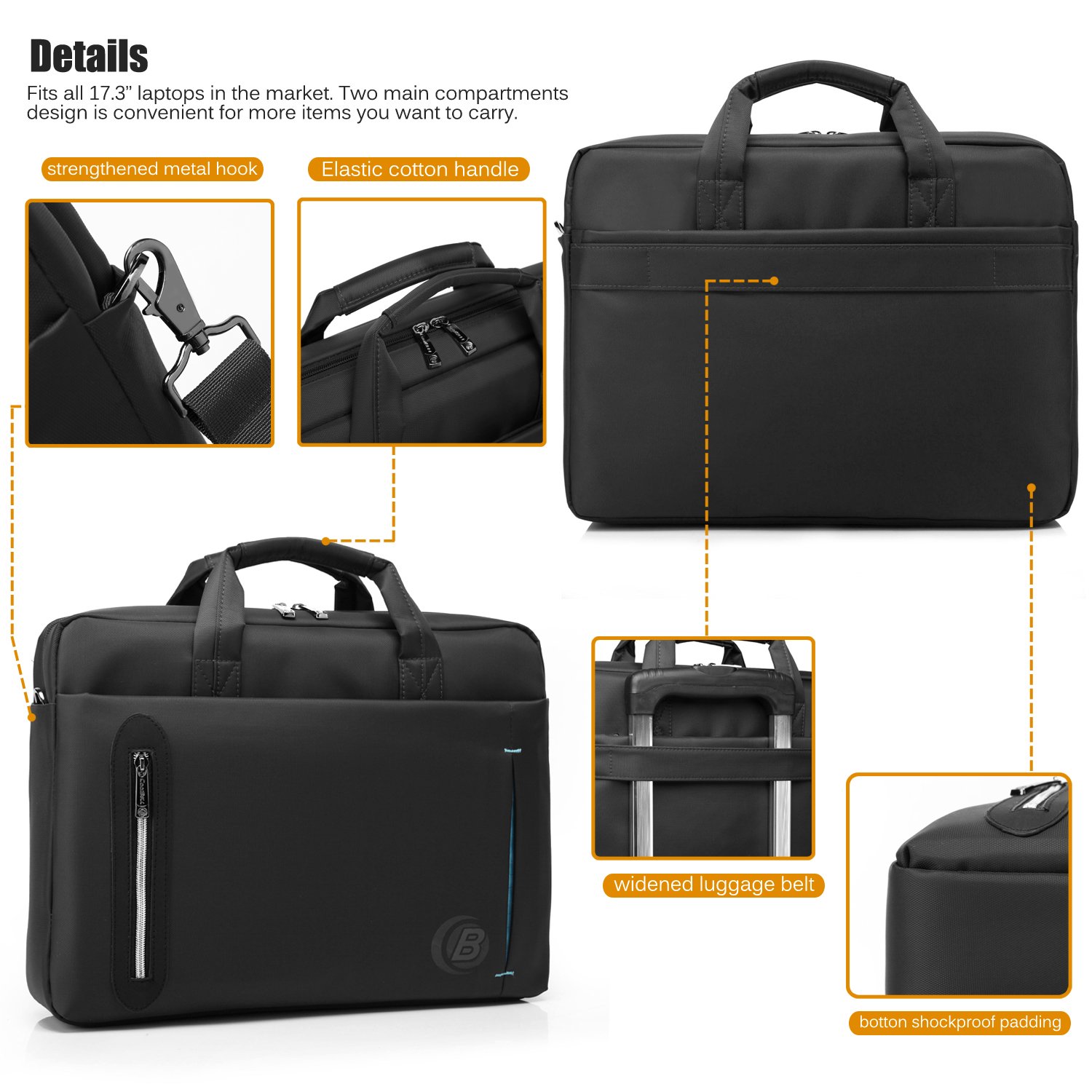 CoolBELL 17.3 inch Laptop Bag Messenger Bag Hand Bag