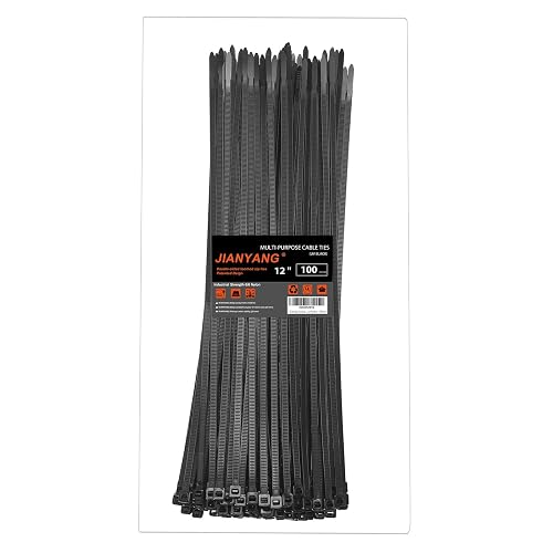 12 Inch Zip Ties Double Sided Toothed,100 LBS Tensile Strength Heavy Duty Cable Wire Ties with Self-Locking Adjustable More Durable Nylon Tie Wraps for Indoor Outdoor(100 Pack)