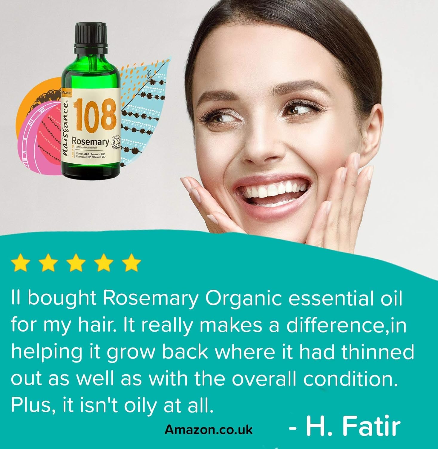 Naissance Organic Rosemary Essential Oil (#108) 50ml, Pure, Natural, Certified Organic, Cruelty Free, Vegan - Image 4