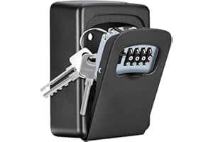 Fayleeko Key Lock Box Wall Mounted, 4 Digit Combination Lockbox for Outside, House Keys - 5 Keys Capacity, Key Safe Security Storage Lock Box for Indoor, Outdoor, Garage, Garden, Store (Black, 1Pack)