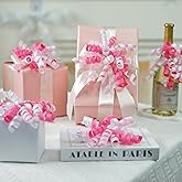 Lakkity 8PCS 7 Inch Curly Ribbon Bows for Gift Wrapping, Self Adhesive Pink Bows Gift Bows for Presents, Cake, Birthday Shower, Wedding, Christmas, Thanksgiving, Valentine's, New Year Wrap Accessory