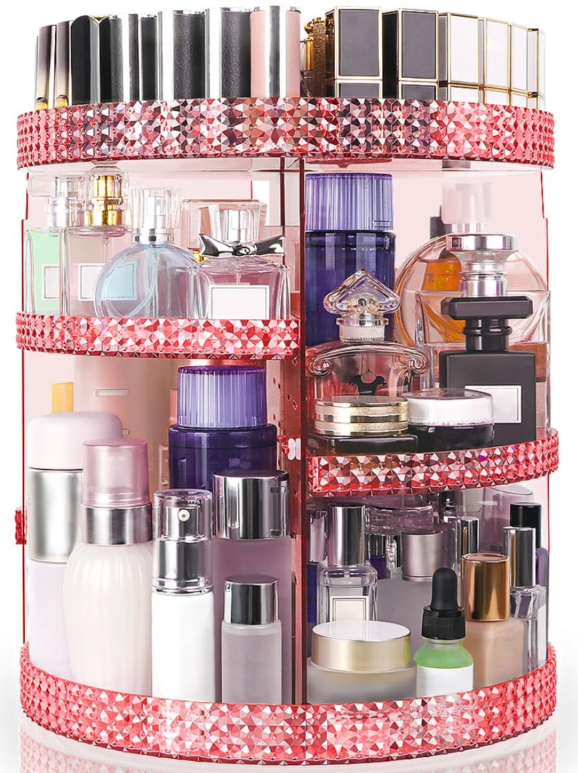 Photo 1 of HEMTROY 360 Degree Rotating Makeup Organizer, Extra Large Capacity Perfume Holder, Removable 7 Layers Cosmetics Organizer, Make Up Organizer For Countertop Storage Skincare or More (Pink)