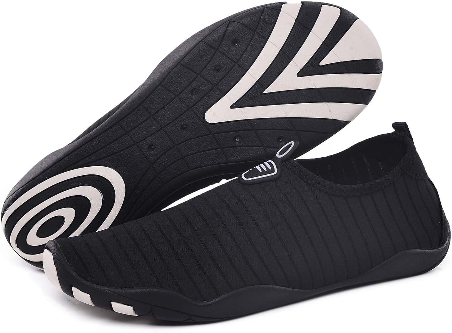 RUNSOON Men Women Water Shoes for Beach Swim Diving Aqua Sport Boating Sailing Surfing Walking Yoga Exercise, S09 Black 36