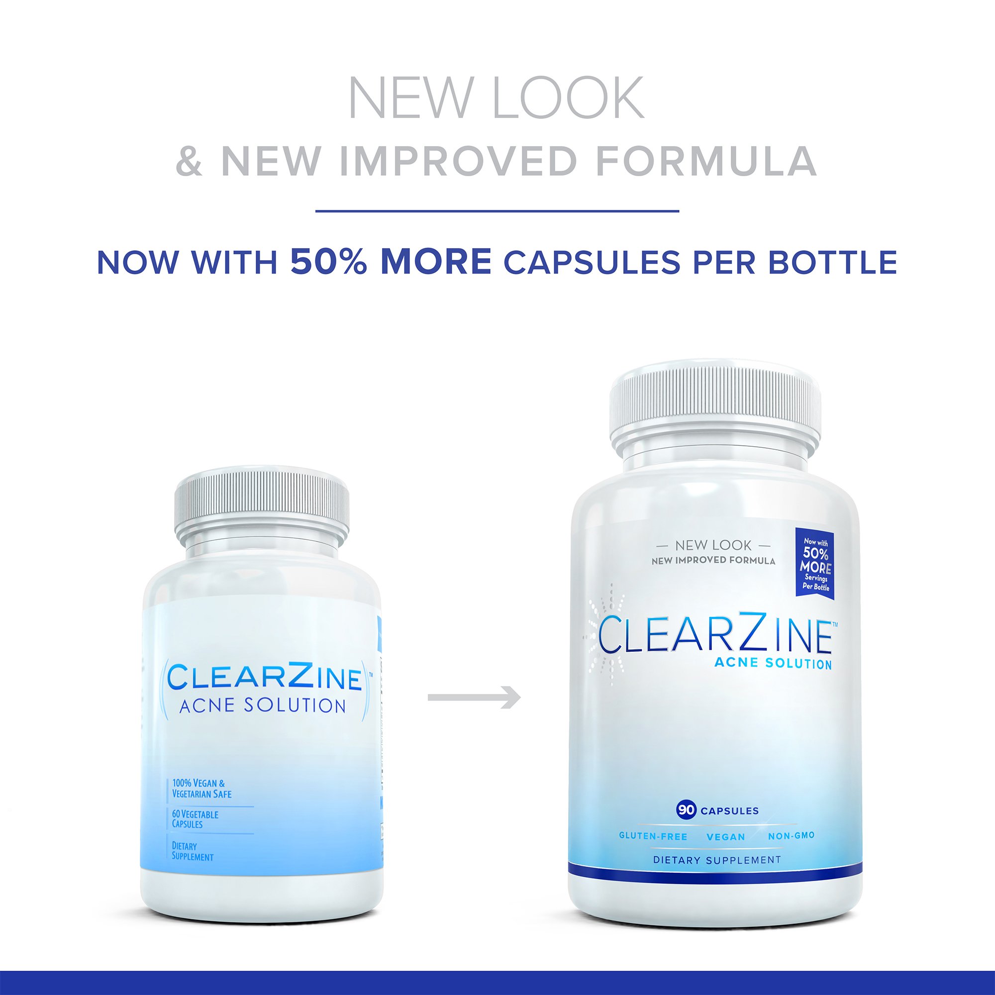 ClearZine Acne Pills for Teens & Adults (4 Bottles) Clear Skin