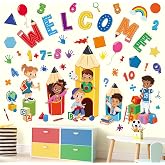 wondever Reading Corner Pencils Wall Decals Numbers Shapes Wall Stickers | Peel and Stick, Removable, Wall Art Decals, Wall Decoration, Kids Room, Classroom Baby Nursery Daycare Playroom Decor