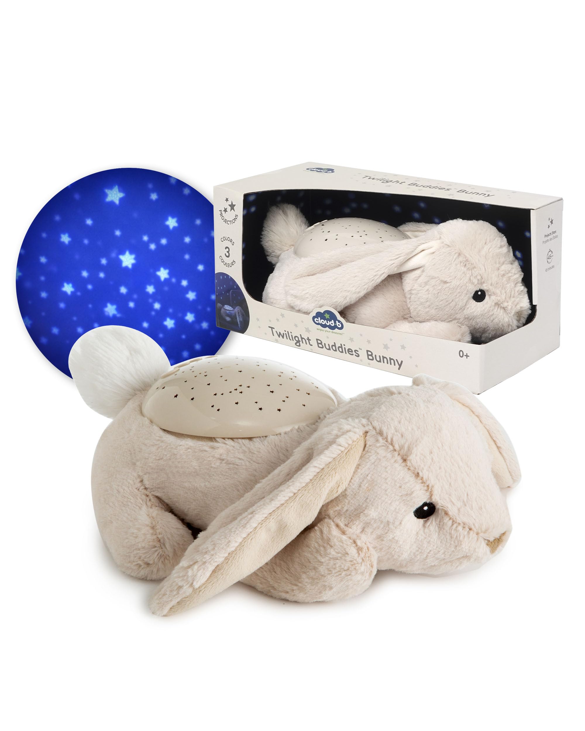 Cloud b Bunny Star Projector - Plush Constellation Star Projector Night Light for Kids with 3 Soothing Colours | 45 Minute Auto Shut Off | Eases Fear of Dark - Gift-Ready Baby Toys Newborn Essentials