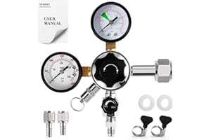 HGKEKE High Pressure CO2 Regulator Dual Gauge Keg Regulator 0-120PSI Output Pressure Regulator for Kegerator - CGA 320 Beer Regulator, 7/16-20 UNF Thread Fittings, Keg Regulator for Beer, Soda