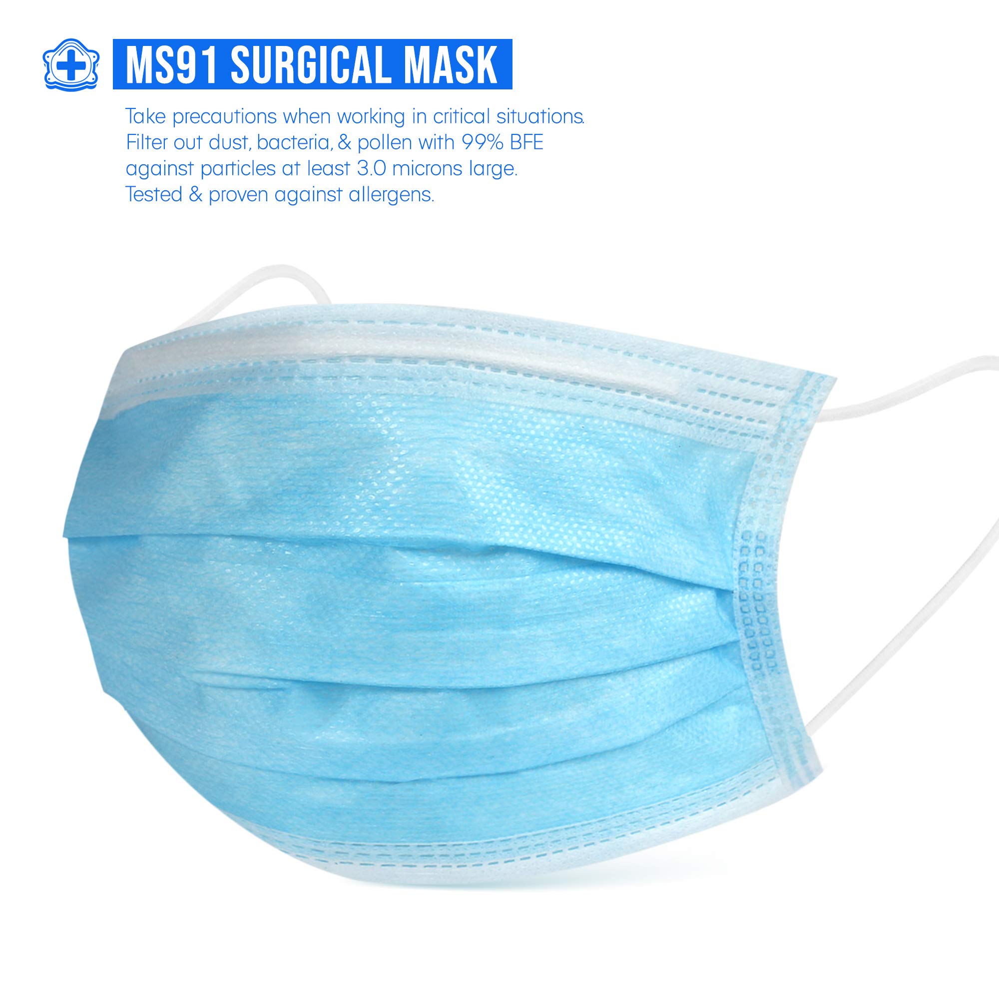 DUST GUARD Disposable Sanitary Masks Medical Surgical 3 Ply Facial Mask