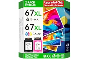 67XL Ink Cartridges Compatible for HP 67 Ink Cartridges Combo Pack Black Color Fit for Deskjet 2855e 4255e 2700 2755e 2734e 2