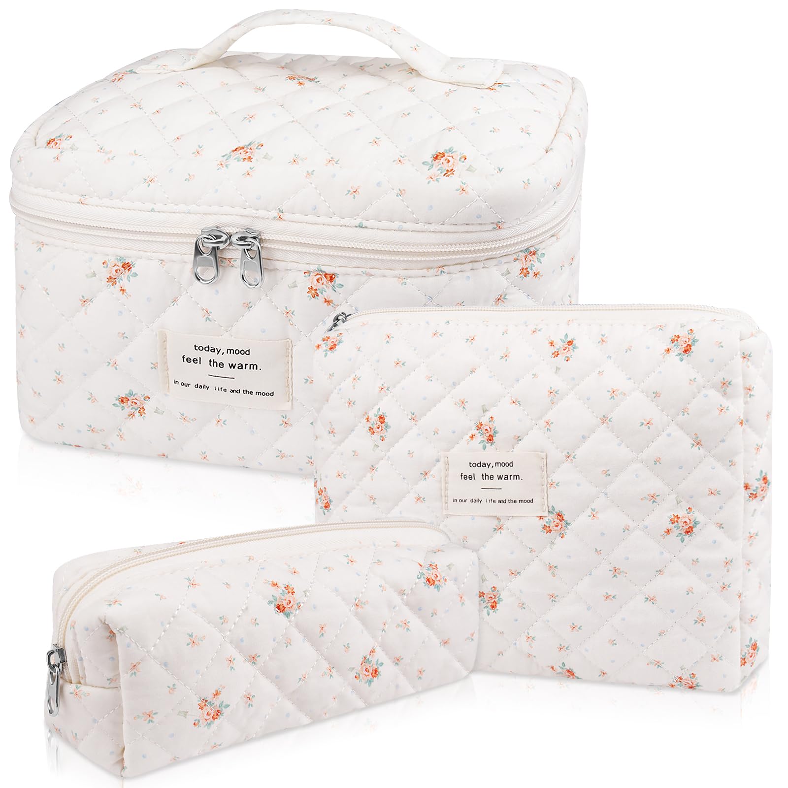 Makeup Bag Set, Quilted Makeup Bag, Large Floral
