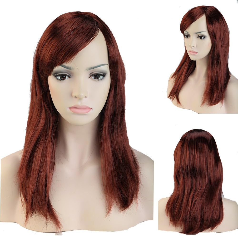 UltiSmart(TM) 20" Long Straight Dark Auburn Cosplay Party Wig Synthetic Fiber Hair Anime TW043