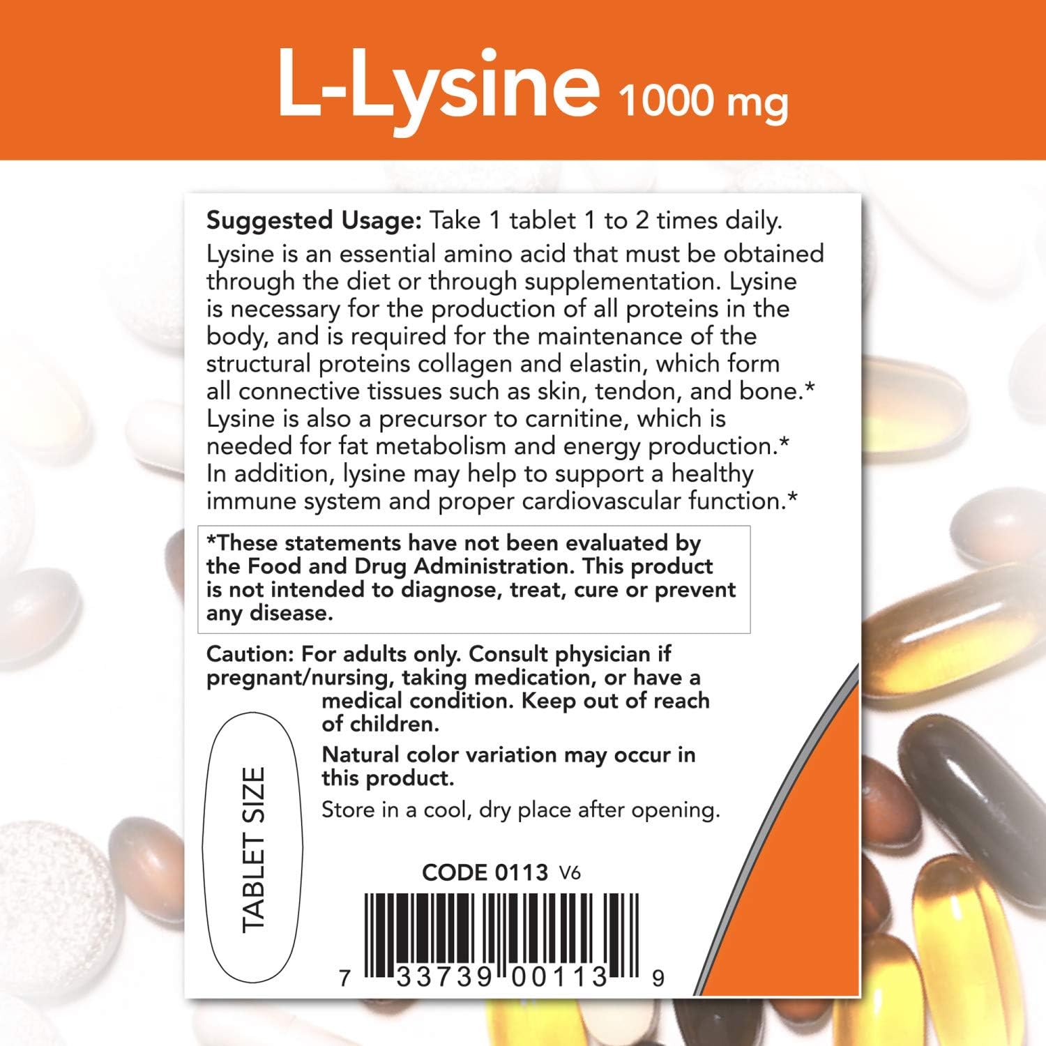 NOW Foods Supplements, L-Lysine (L-Lysine Hydrochloride) 1,000 mg, Double Strength, Amino Acid, 100 Tablets: Health & Personal Care