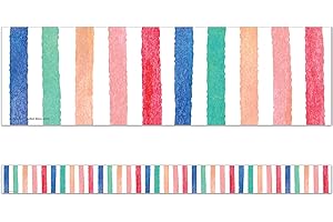 TEACHER CREATED RESOURCES Watercolor Stripes Straight Border Trim