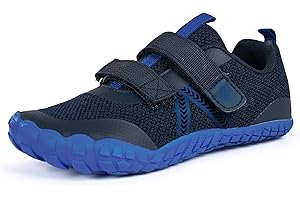 FANTURE Kids Barefoot Shoes with Wide Toe Box, Zero-Drop Non-Slip Sole, Lightweight Breathable Sneakers with Hook-and-Loop Strap for Boys Girls