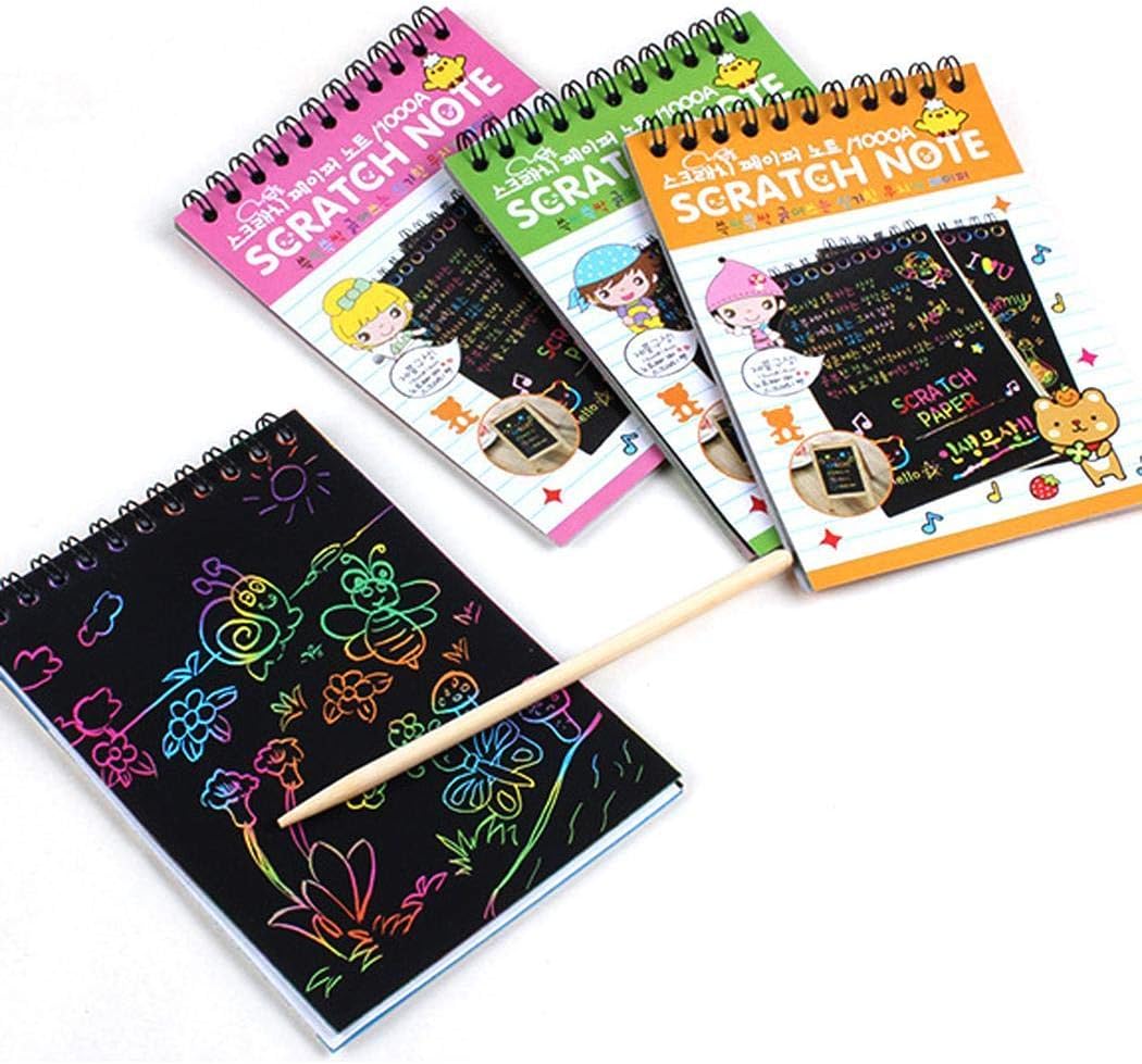 Mekolen Multicolor Drawing Writing Scratch Paper Notebook Children's Graffiti Sketch Book Scratch Painting Picture Book