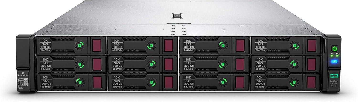 HPE ProLiant DL380 Gen10 Rack Server with one Intel Xeon Gold 5218R Processor, 32 GB Dual Rank Memory, and 8 Small Form Factor (SFF) Drive Bays
