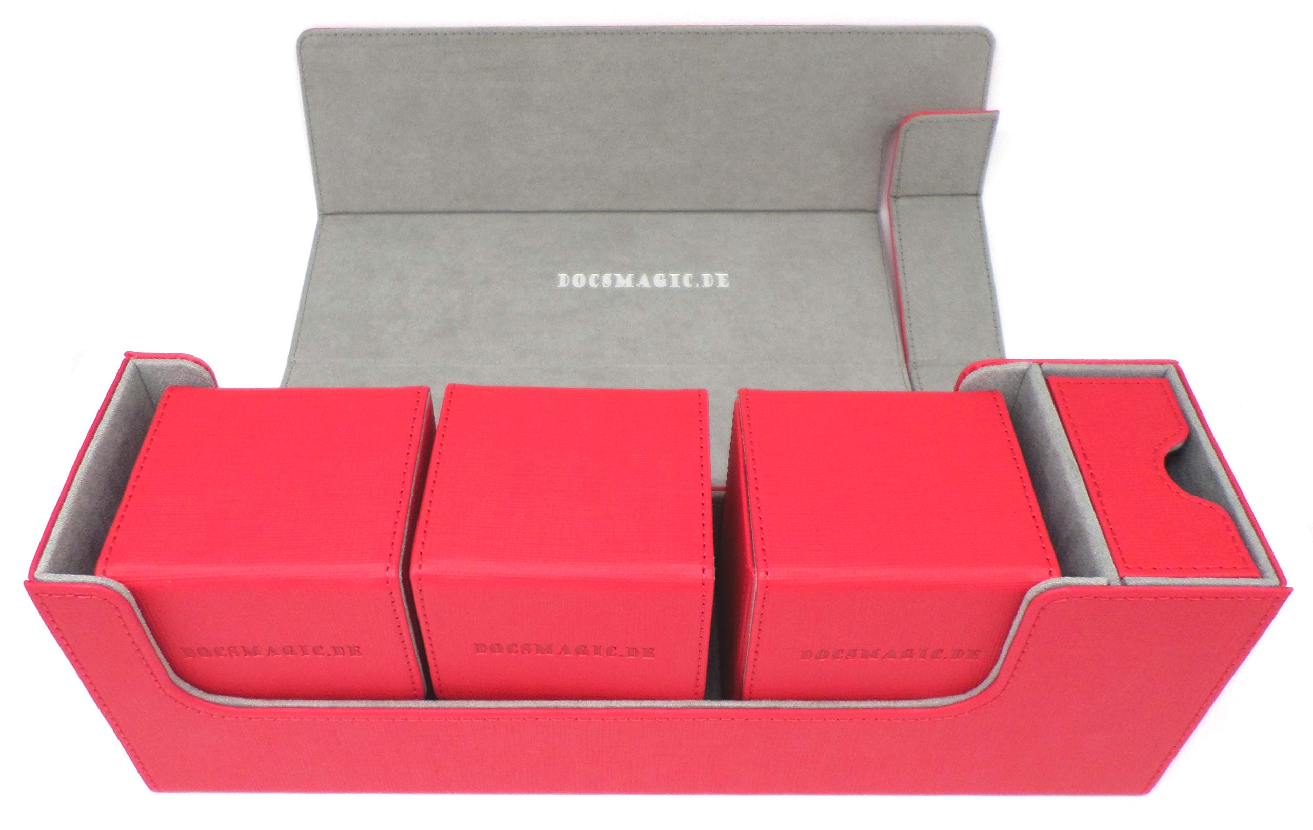 docsmagic.de Premium Magnetic Tray Long Box Red Medium + 3 Flip Boxes