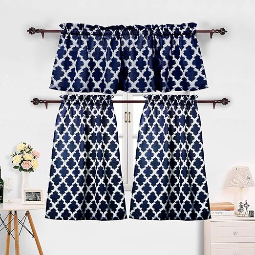 Amazon Com 3 Pieces Kitchen Curtains Set Moroccan Cotton Blend