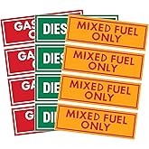 UanofCn 12 Pcs Diesel Only & Gasoline Only & Mixed Fuel Only Stickers for Fuel Tank Tractor Fuel Cans Gas Caps Weatherproof Adhesive Decals 6x2 inch 12 Labels