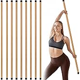 Hiboom 6/9 Pcs 5ft Yoga Stick Natural Bamboo Black Exercise Stick with Non-Slip Rubber Ends Stretching Tool Posture Corrector Stretch Tool for Flexibility, Workout, Balance Fitness