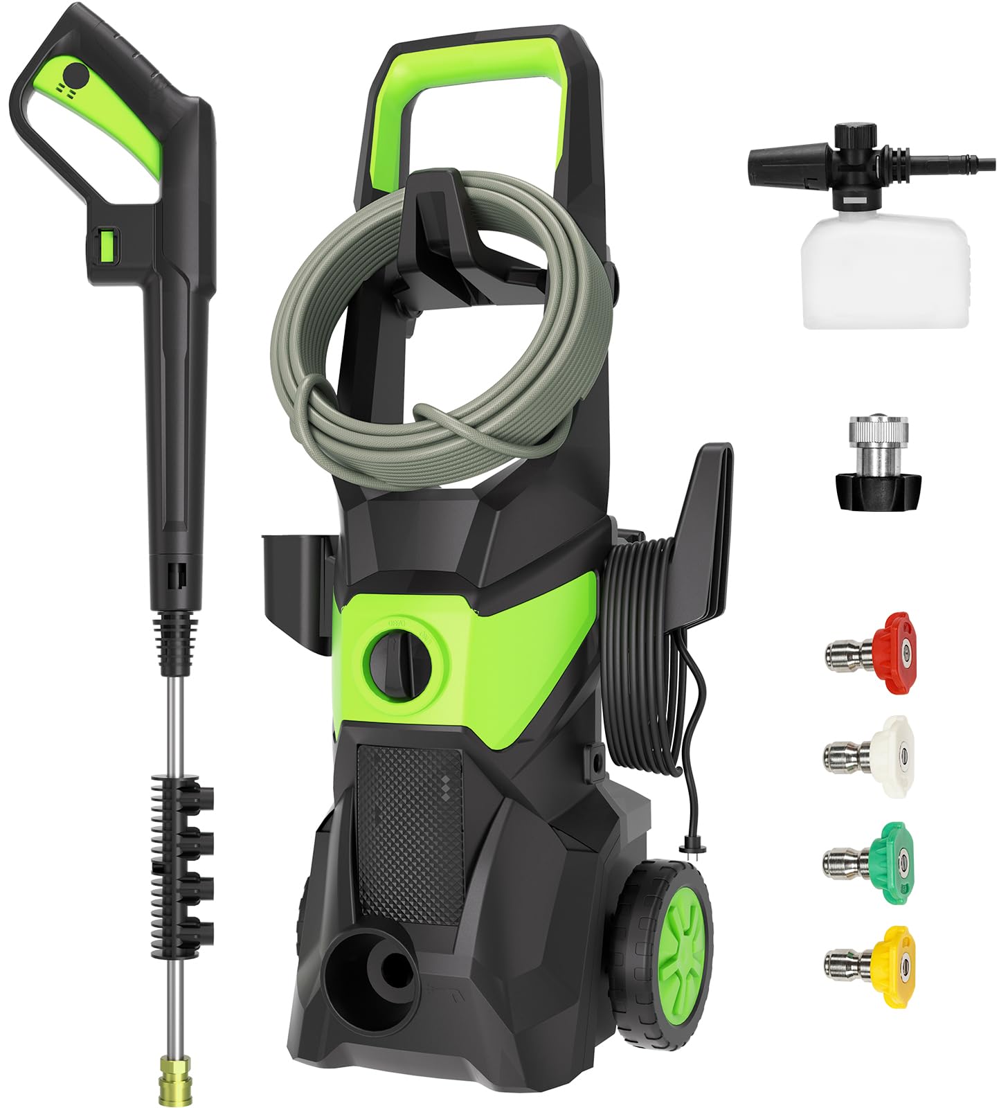 Photo 1 of Electric Pressure Washer - 3000PSI Electric Power Washer with 33FT Pressure Hose, 33FT Power Cord, 4 Nozzles,450ML Foam Bottle, High Pressure Washer for Cars, Fences, Patios, Driveways