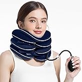 WellSync Inflatable & Adjustable Neck Traction Device with Neck Brace,Portable Cervical Traction Device for Instant Neck Pain Relief,Perfect for Home,Office,and Travel(Dark Blue)