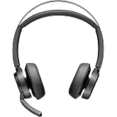 Poly Voyager Focus 2 UC Bluetooth Headphones with Mic &amp; Charging Stand - ANC - Connect to PC or Mobile via Bluetooth - Microsoft Teams Certified - Includes BT700 USB-C to USB-A Adapter, Travel Case
