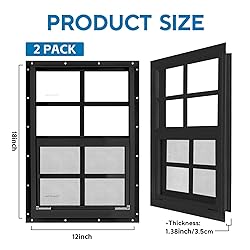 2 Pack 14" x 21" Black Shed Window with Tempered