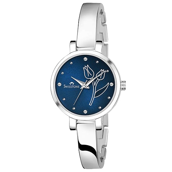 Analog Women's Watch (Blue Dial Silver Colored Strap)