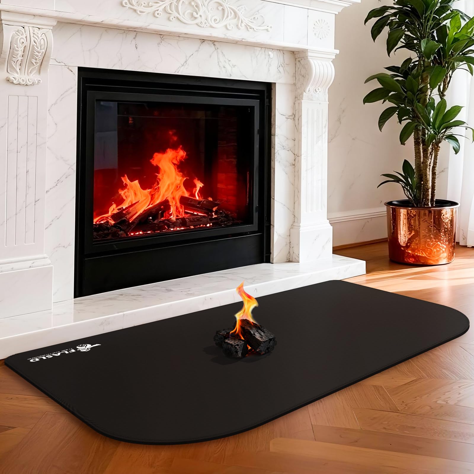 FLASLD Fireplace Mat Fireproof Mat, 32×48 inch Flame-Resistant Pad Fiberglass HearthArea Rug Chiminea Mat Ember Protection Mat for Indoor Fireplace Stove Protection