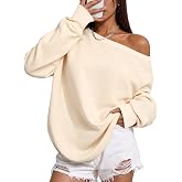Remidoo Women's Off The Shoulder Sweatshirt Oversized Long Sleeve Top | Lightweight, Not Fleece-Lined, Drop Shoulder, Relaxed Oversized Fit for Fall Layering, Casual Travel and Lounge