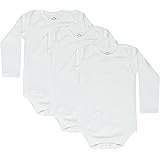 CBObaby4T 5T 6T Toddler Bodysuits Long Sleeve Envelope Neck 3 Pack (3T) White