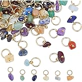 SUNNYCLUE 1 Box 98Pcs Mixed Gemstone Charms Crystal Stone Charms Bulk Natural Assorted Gold Nuggets Chips Alloy Jump Ring Gem Stones Pendants for Jewelry Making Necklace Bracelet Earring DIY Crafts