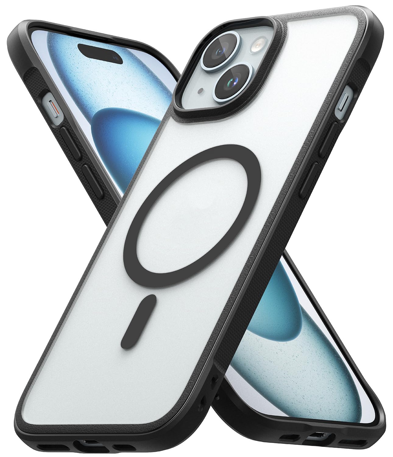 Ringke Fusion Bold [Compatible with MagSafe] Designed for iPhone 15 Case, Anti Fingerprint Translucent PC Back with Protective TPU Frame Cover - Magnetic Matte Black — image 1