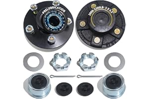 IBROPRAT 2 Sets Trailer Hub Kit 5 Bolt 4.5 L44649 Brearing and 1.25" I D Grease Seal,Trailer Axle Kit for 2000 lb 5 Lug Pre-Installed and Lubricated Trailer Hub Fits 1-1/16" Straight Spindle with Cap and Plug