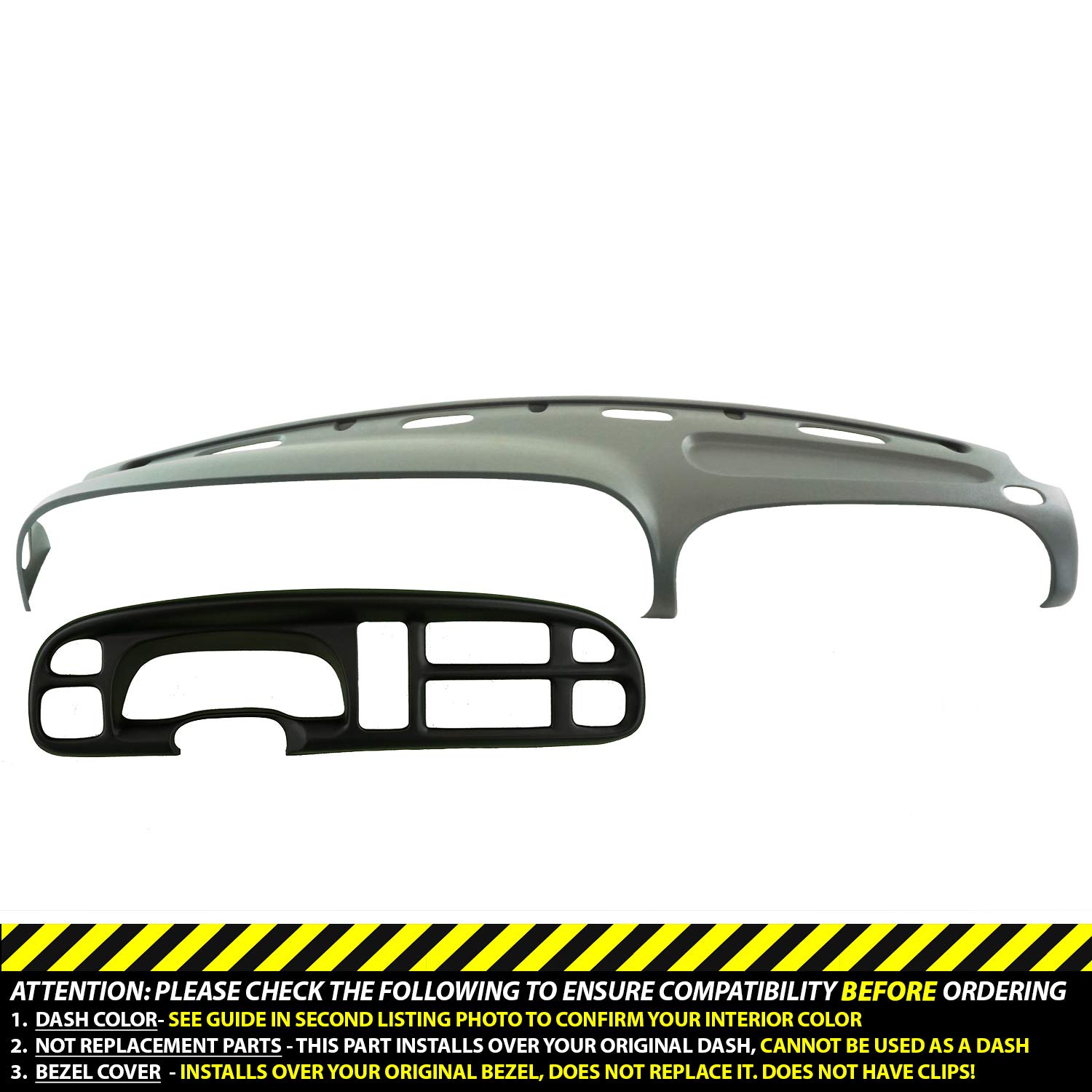 DashSkin Molded Dash & Bezel Cover Kit Compatible with 99-01 Dodge Ram in Mist Grey