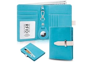 Sbrinnaliao Passport Holder with Airtag for Women/Men,Airtag Passport Wallet for Travel,Cute Passport Holder Rfid Blocking,Travel Wallet for Cards Passport Cover Case (Blue)