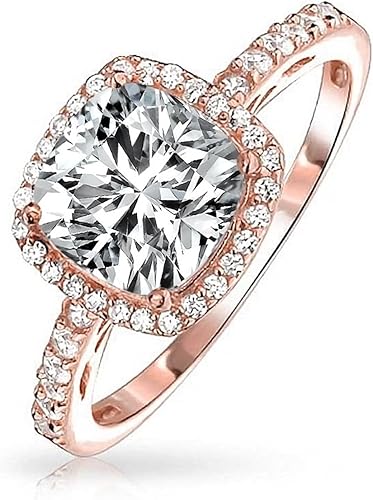 3ct Square Cushion Cut Solitaire Halo Aaa Cz Engagement Ring Thin