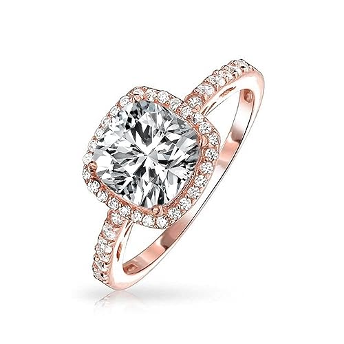Bling Jewelry 3ct Square Cushion Cut Solitaire Halo Aaa Cz
