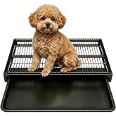 AHJK Dog Potty Tray Toilet Pee Pad Holder Dog with Reinforcing Crossbeam Training Tray Metal Pet Litter Box for Indoor Outdoor Easy to Clean Keeps Paws Floors Clean Black S: 21.3 x 14.7 x 3.2 Inch
